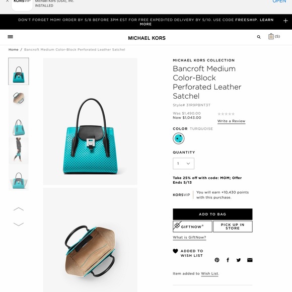 Large Michael Kors Bancroft Leather Satchel